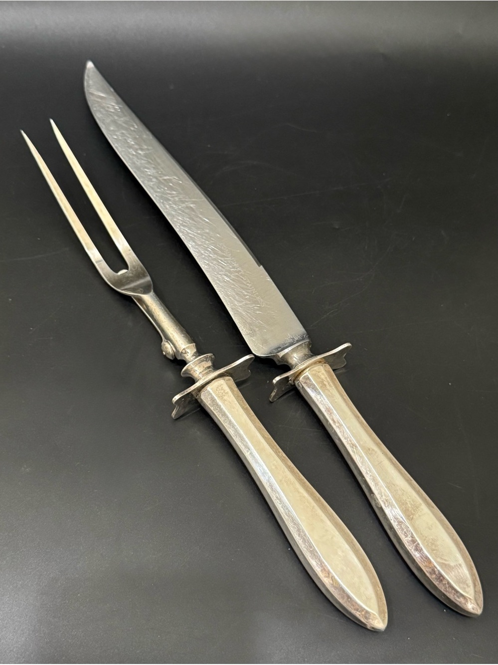 Vintage ONEIDA Community Plate Roast 14” Carving Knife & 11” Fork Carving Set